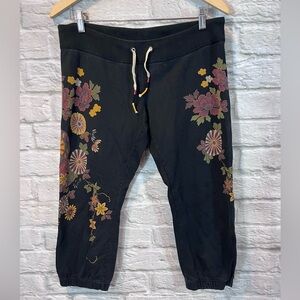 VTG Y2K Lucky Brand XS Cropped Japanese Floral Printed Low Rise Joggers